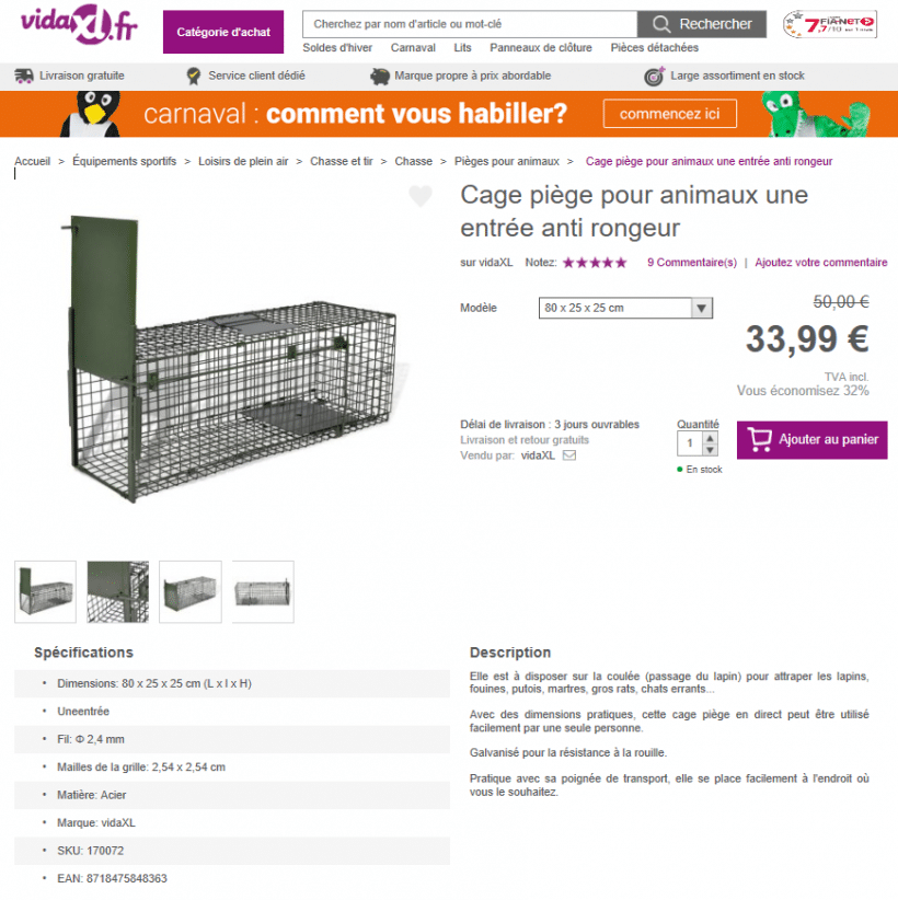 Acquisition de pièges à chats
